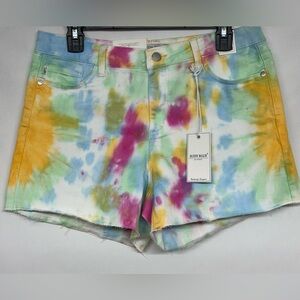 Judy Blue High Rise Rainbow Tie Dye Raw Hem
Denim Stretch Shorts Size Large